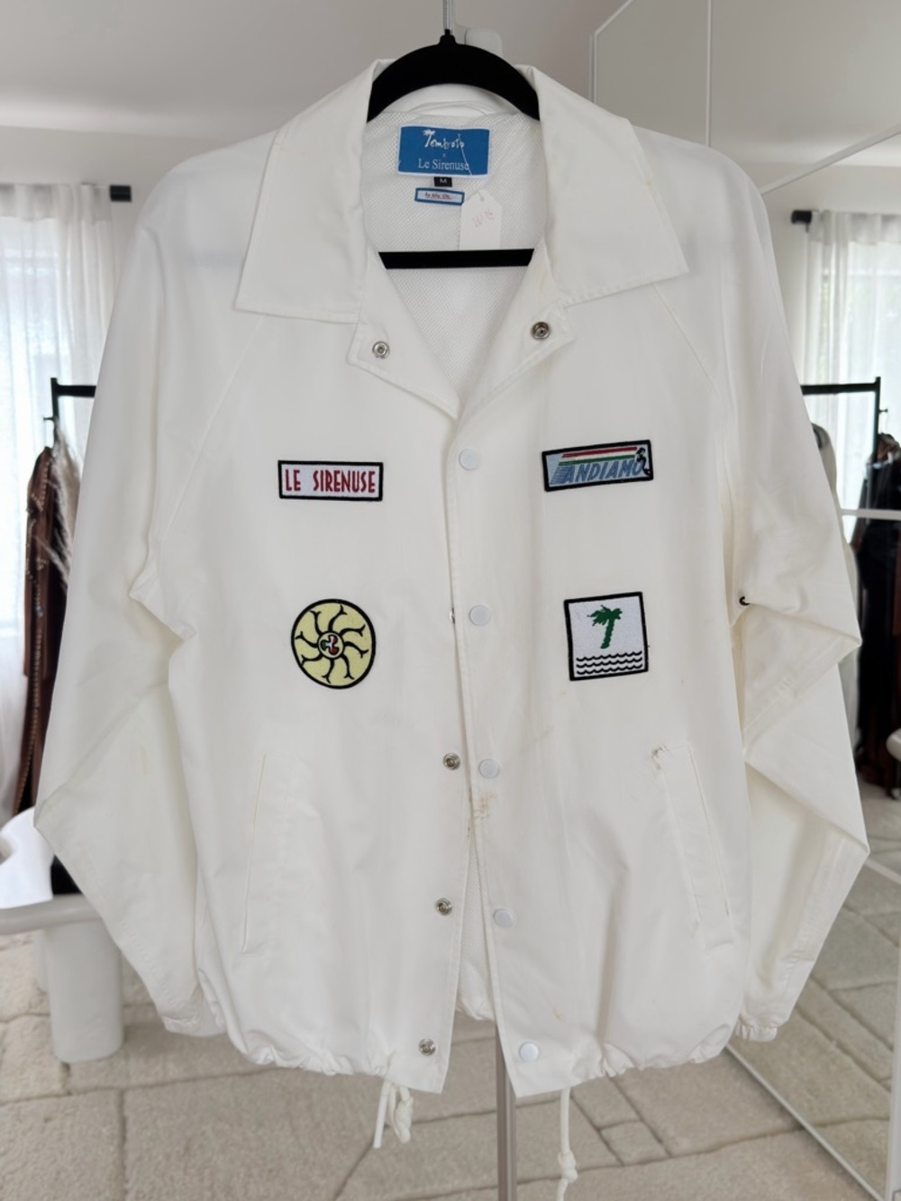 Emporio Sirenuse White Bomber Jacket with Patch Details - USED